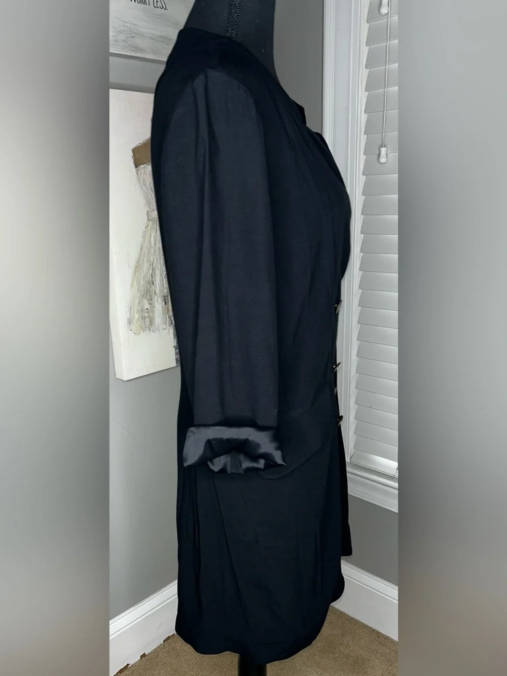Free People Double-Breasted Black Blazer Dress with Gold Buttons Size Small